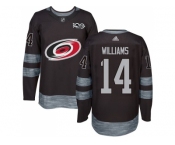 Men Adidas Carolina Hurricanes #14 Justin Williams Black 1917-2017 100th Anniversary Stitched NHL Jersey
