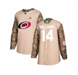 Men Adidas Carolina Hurricanes #14 Justin Williams Camo Authentic 2017 Veterans Day Stitched NHL Jersey
