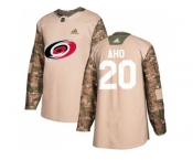 Men Adidas Carolina Hurricanes #20 Sebastian Aho Camo Authentic 2017 Veterans Day Stitched NHL Jersey