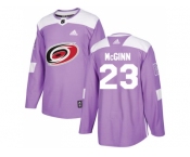 Men Adidas Carolina Hurricanes #23 Brock McGinn Purple Authentic Fights Cancer Stitched NHL Jersey