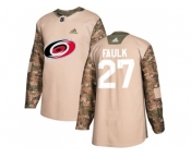 Men Adidas Carolina Hurricanes #27 Justin Faulk Camo Authentic 2017 Veterans Day Stitched NHL Jersey