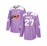 Men Adidas Carolina Hurricanes #27 Justin Faulk Purple Authentic Fights Cancer Stitched NHL Jersey