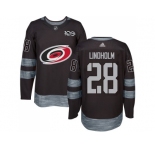 Men Adidas Carolina Hurricanes #28 Elias Lindholm Black 1917-2017 100th Anniversary Stitched NHL Jersey