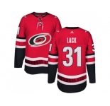 Men Adidas Carolina Hurricanes #31 Eddie Lack Authentic Red Home NHL Jersey