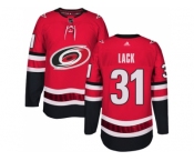 Men Adidas Carolina Hurricanes #31 Eddie Lack Authentic Red Home NHL Jersey