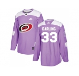 Men Adidas Carolina Hurricanes #33 Scott Darling Purple Authentic Fights Cancer Stitched NHL Jersey