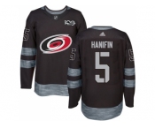 Men Adidas Carolina Hurricanes #5 Noah Hanifin Black 1917-2017 100th Anniversary Stitched NHL Jersey