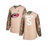 Men Adidas Carolina Hurricanes #5 Noah Hanifin Camo Authentic 2017 Veterans Day Stitched NHL Jersey
