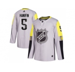 Men Adidas Carolina Hurricanes #5 Noah Hanifin Gray 2018 All-Star Metro Division Authentic Stitched NHL Jersey