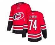 Men Adidas Carolina Hurricanes #74 Jaccob Slavin Red Home Authentic Stitched NHL Jersey
