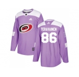 Men Adidas Carolina Hurricanes #86 Teuvo Teravainen Purple Authentic Fights Cancer Stitched NHL Jersey