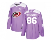 Men Adidas Carolina Hurricanes #86 Teuvo Teravainen Purple Authentic Fights Cancer Stitched NHL Jersey
