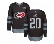Men's Adidas Carolina Hurricanes #20 Sebastian Aho Authentic Black 1917-2017 100th Anniversary NHL Jersey
