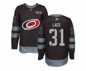 Men's Adidas Carolina Hurricanes #31 Eddie Lack Authentic Black 1917-2017 100th Anniversary NHL Jersey