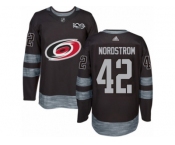 Men's Adidas Carolina Hurricanes #42 Joakim Nordstrom Authentic Black 1917-2017 100th Anniversary NHL Jersey
