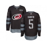 Men's Adidas Carolina Hurricanes #5 Noah Hanifin Authentic Black 1917-2017 100th Anniversary NHL Jersey