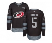 Men's Adidas Carolina Hurricanes #5 Noah Hanifin Authentic Black 1917-2017 100th Anniversary NHL Jersey