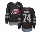 Men's Adidas Carolina Hurricanes #74 Jaccob Slavin Authentic Black 1917-2017 100th Anniversary NHL Jersey