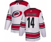 Men's Carolina Hurricanes #14 Justin Williams White Road Stitched Hockey Jersey