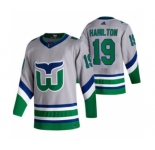 Men's Carolina Hurricanes #19 Dougie Hamilton Grey 2020-21 Reverse Retro Alternate Hockey Jersey