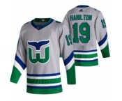 Men's Carolina Hurricanes #19 Dougie Hamilton Grey 2020-21 Reverse Retro Alternate Hockey Jersey