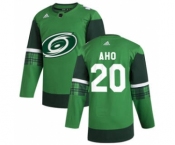 Men's Carolina Hurricanes #20 Sebastian Aho 2020 St. Patrick's Day Stitched Hockey Jersey Green