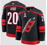 Men's Carolina Hurricanes #20 Sebastian Aho Black 2026 Stanley Cup Champions Home Stitched Jersey