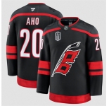 Men's Carolina Hurricanes #20 Sebastian Aho Black 2026 Stanley Cup Final Home Premium Hockey Stitched Jersey
