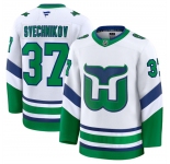 Men's Carolina Hurricanes #37 Andrei Svechnikov White 2024-25 Throwback Stitched Hockey Jersey