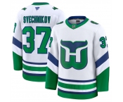 Men's Carolina Hurricanes #37 Andrei Svechnikov White 2024-25 Throwback Stitched Hockey Jersey