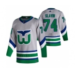 Men's Carolina Hurricanes #74 Jaccob Slavin Grey 2020-21 Reverse Retro Alternate Hockey Jersey