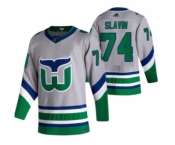 Men's Carolina Hurricanes #74 Jaccob Slavin Grey 2020-21 Reverse Retro Alternate Hockey Jersey
