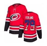 Men's Carolina Hurricanes #79 Michael Ferland Red Home USA Flag Stitched Hockey Jersey