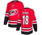 Men's Hurricanes #18 Ryan Dzingel Red Home Authentic Stitched Hockey Jersey