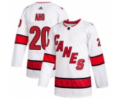 Men's Hurricanes #20 Sebastian Aho White Road Authentic Stitched Hockey Jersey