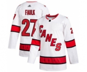 Men's Hurricanes #27 Justin Faulk White Road Authentic Stitched Hockey Jersey