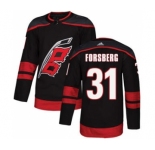 Men's Hurricanes #31 Anton Forsberg Black Alternate Authentic Stitched Hockey Jersey