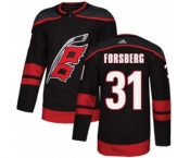 Men's Hurricanes #31 Anton Forsberg Black Alternate Authentic Stitched Hockey Jersey