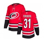 Men's Hurricanes #31 Anton Forsberg Red Home Authentic Stitched Hockey Jersey