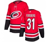 Men's Hurricanes #31 Anton Forsberg Red Home Authentic Stitched Hockey Jersey