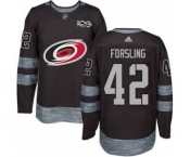 Men's Hurricanes #42 Gustav Forsling Black 1917-2017 100th Anniversary Stitched Hockey Jersey