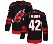 Men's Hurricanes #42 Gustav Forsling Black Alternate Authentic Stitched Hockey Jersey