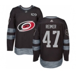 Men's Hurricanes #47 James Reimer Black 1917-2017 100th Anniversary Stitched Hockey Jersey