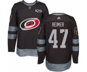 Men's Hurricanes #47 James Reimer Black 1917-2017 100th Anniversary Stitched Hockey Jersey