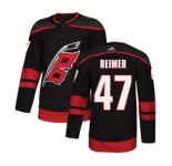 Men's Hurricanes #47 James Reimer Black Alternate Authentic Stitched Hockey Jersey