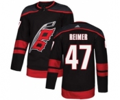 Men's Hurricanes #47 James Reimer Black Alternate Authentic Stitched Hockey Jersey