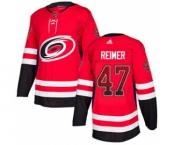 Men's Hurricanes #47 James Reimer Red Home Authentic Drift Fashion Stitched Hockey Jersey