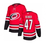 Men's Hurricanes #47 James Reimer Red Home Authentic Stitched Hockey Jersey
