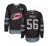 Men's Hurricanes #56 Erik Haula Black 1917-2017 100th Anniversary Stitched Hockey Jersey