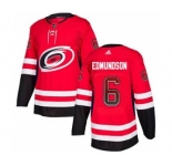 Men's Hurricanes #6 Joel Edmundson Red Home Authentic Drift Fashion Stitched Hockey Jersey
